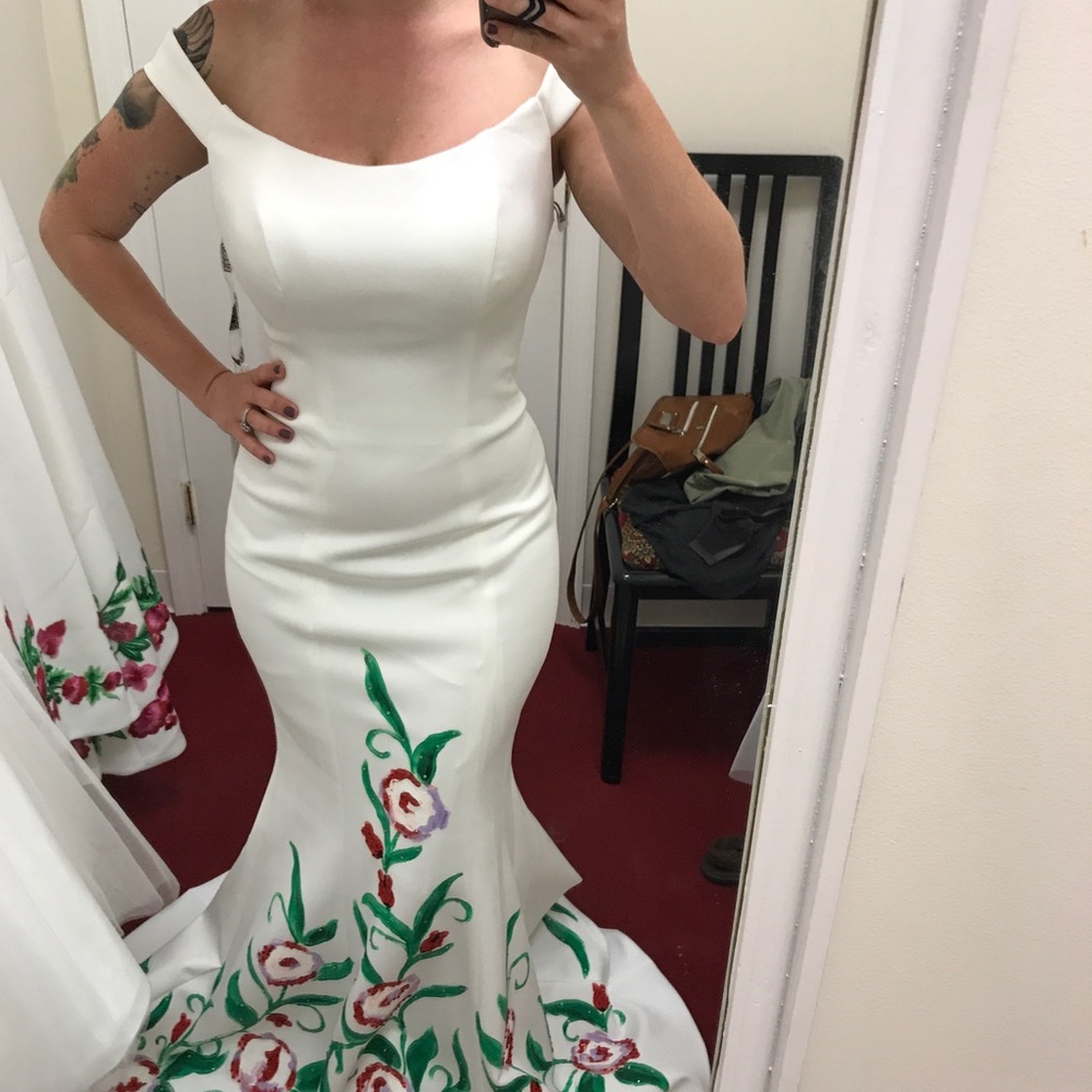 Never worn hand painted floral gown